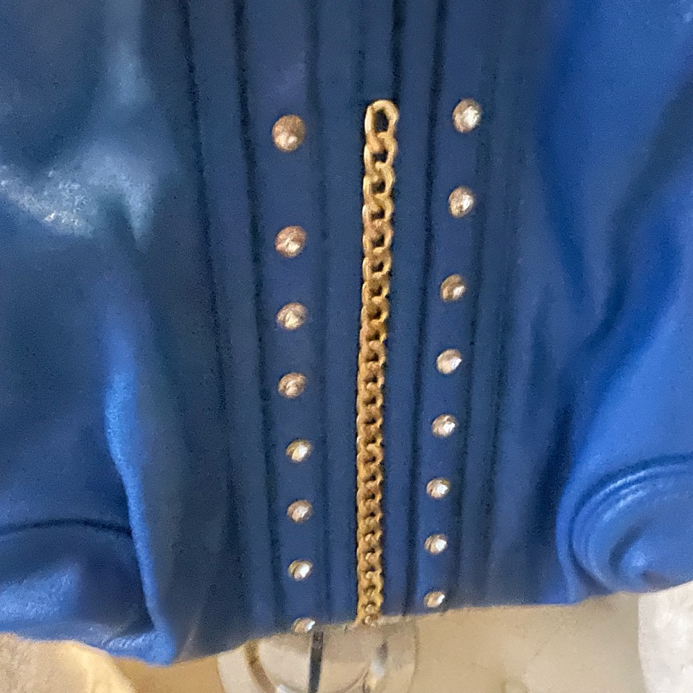 Blue Studded Chain Detail Women's Bag